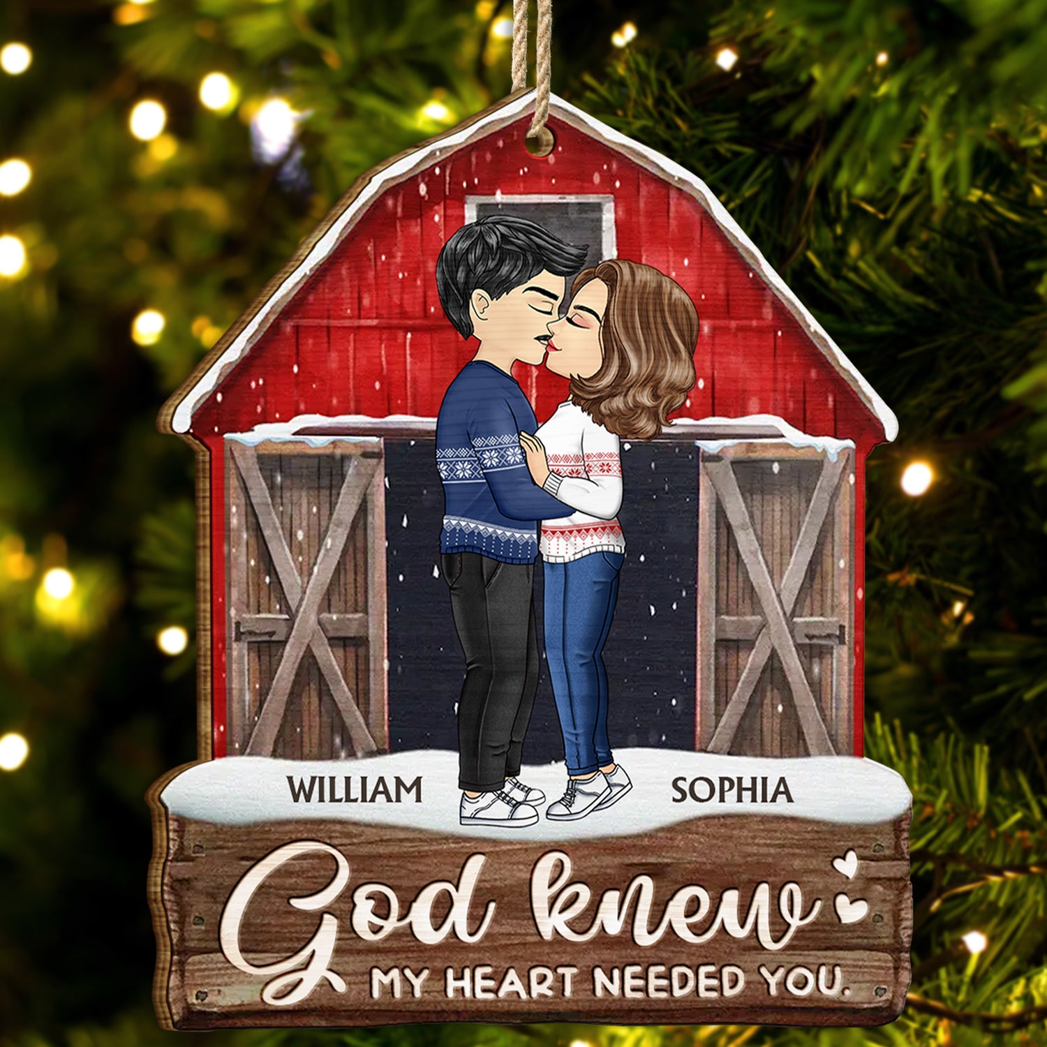 Husband And Wife God Knew My Heart Needed You - Christmas Gift For Couples - Personalized Custom Shaped Wooden Ornament