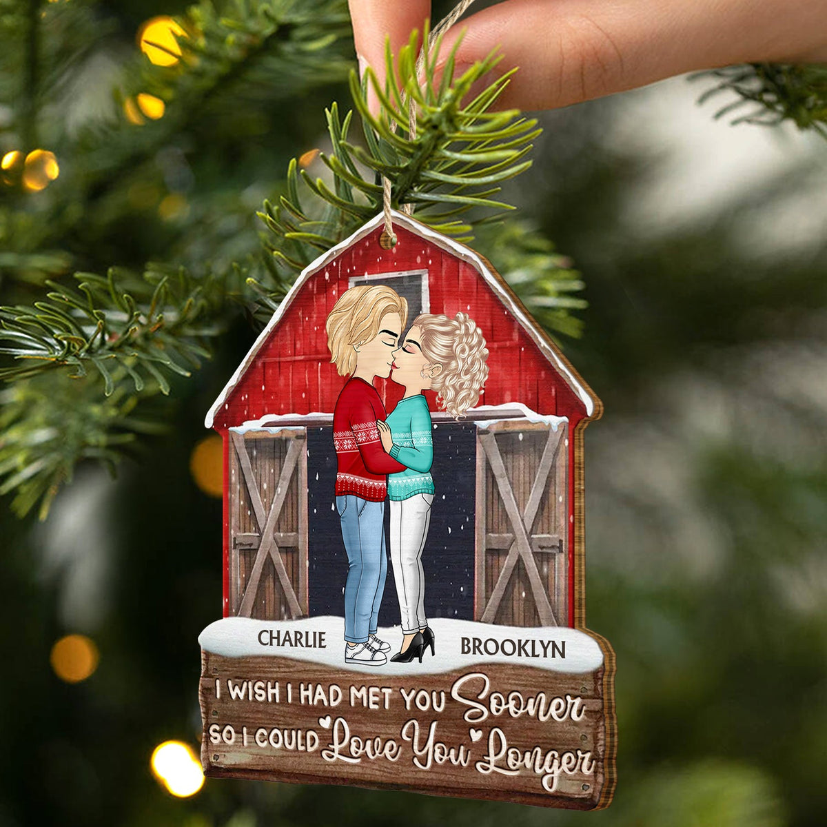 I Wish I Had Met You Sooner - Christmas Gift For Couples, Husband And Wife - Personalized Custom Shaped Wooden Ornament