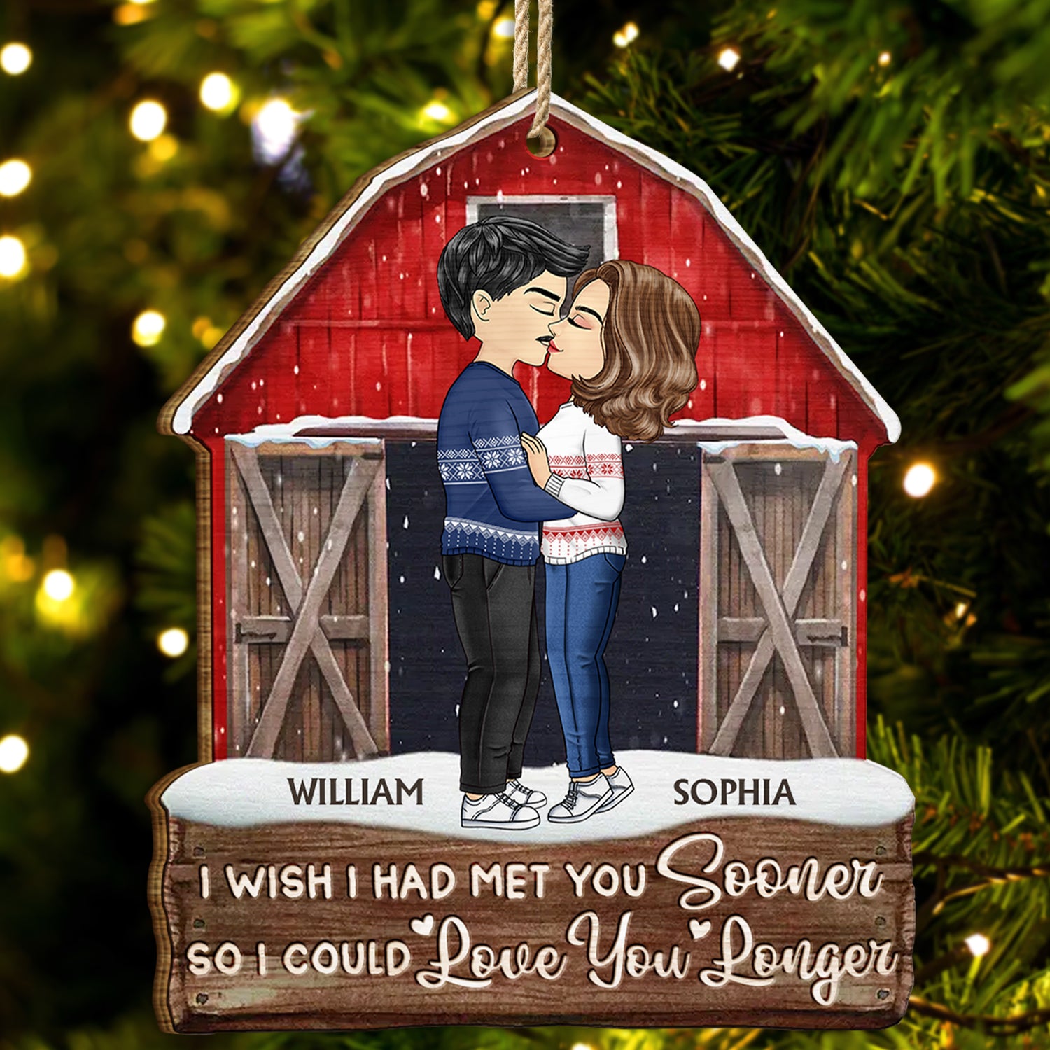 I Wish I Had Met You Sooner - Christmas Gift For Couples, Husband And Wife - Personalized Custom Shaped Wooden Ornament