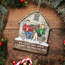 A Lovely Lady And A Grumpy Old Man Live Here - Christmas Gift For Couples - Personalized Custom Shaped Wooden Ornament