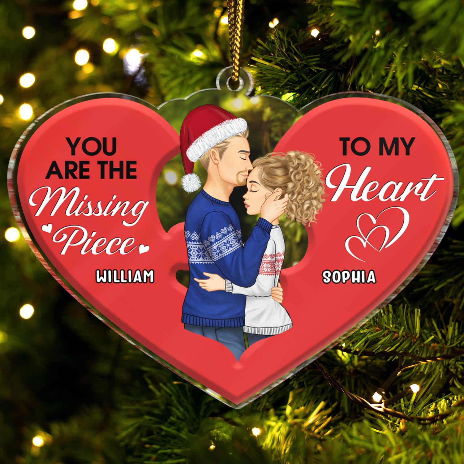 You Are The Missing Piece To My Heart - Christmas Gift For Couples - Personalized Custom Shaped Acrylic Ornament