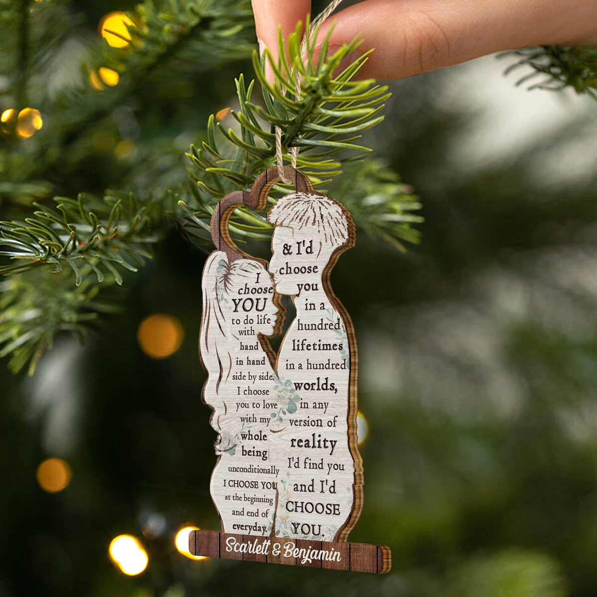 I Choose You - Christmas Gift For Couples - Personalized Wooden Cutout Ornament