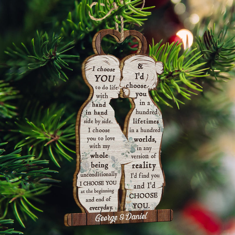 I Choose You - Christmas Gift For Couples - Personalized Wooden Cutout Ornament