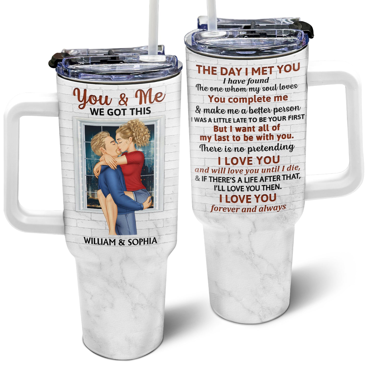 The Day I Met You - Gift For Couples - Personalized 40oz Tumbler With Straw