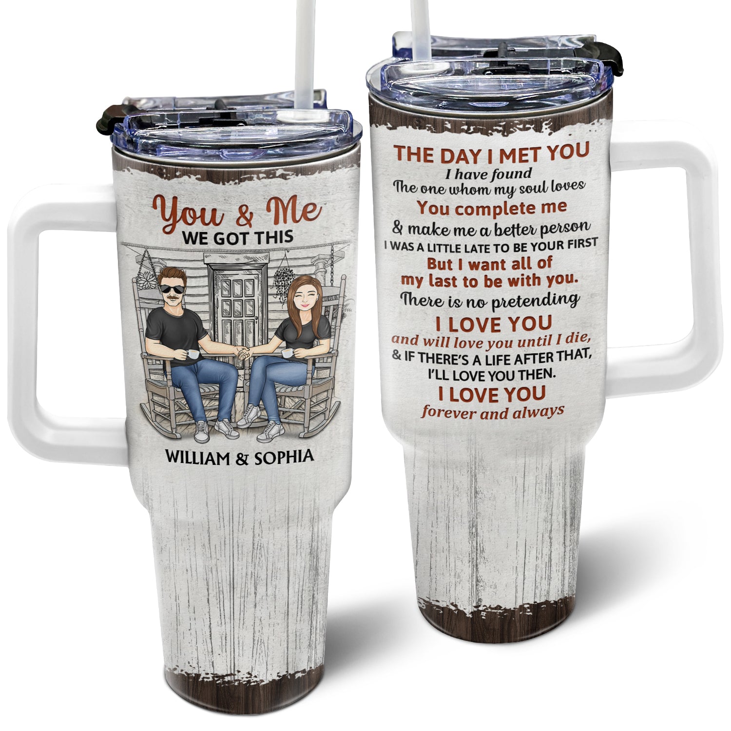 The Day I Met You Husband And Wife - Gift For Couples - Personalized 40oz Tumbler With Straw
