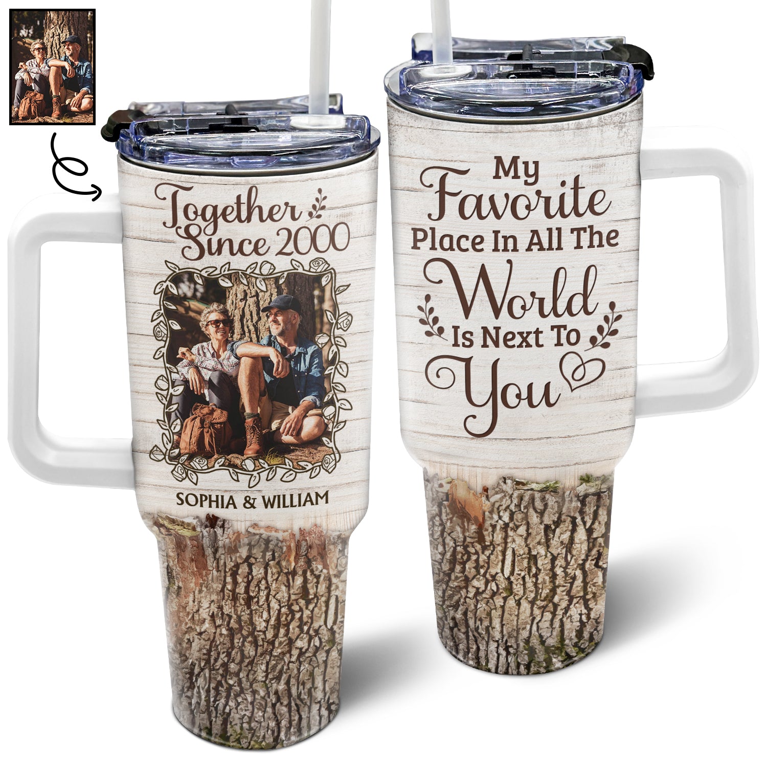 Custom Photo My Favorite Place Is Next To You - Gift For Couples - Personalized 40oz Tumbler With Straw