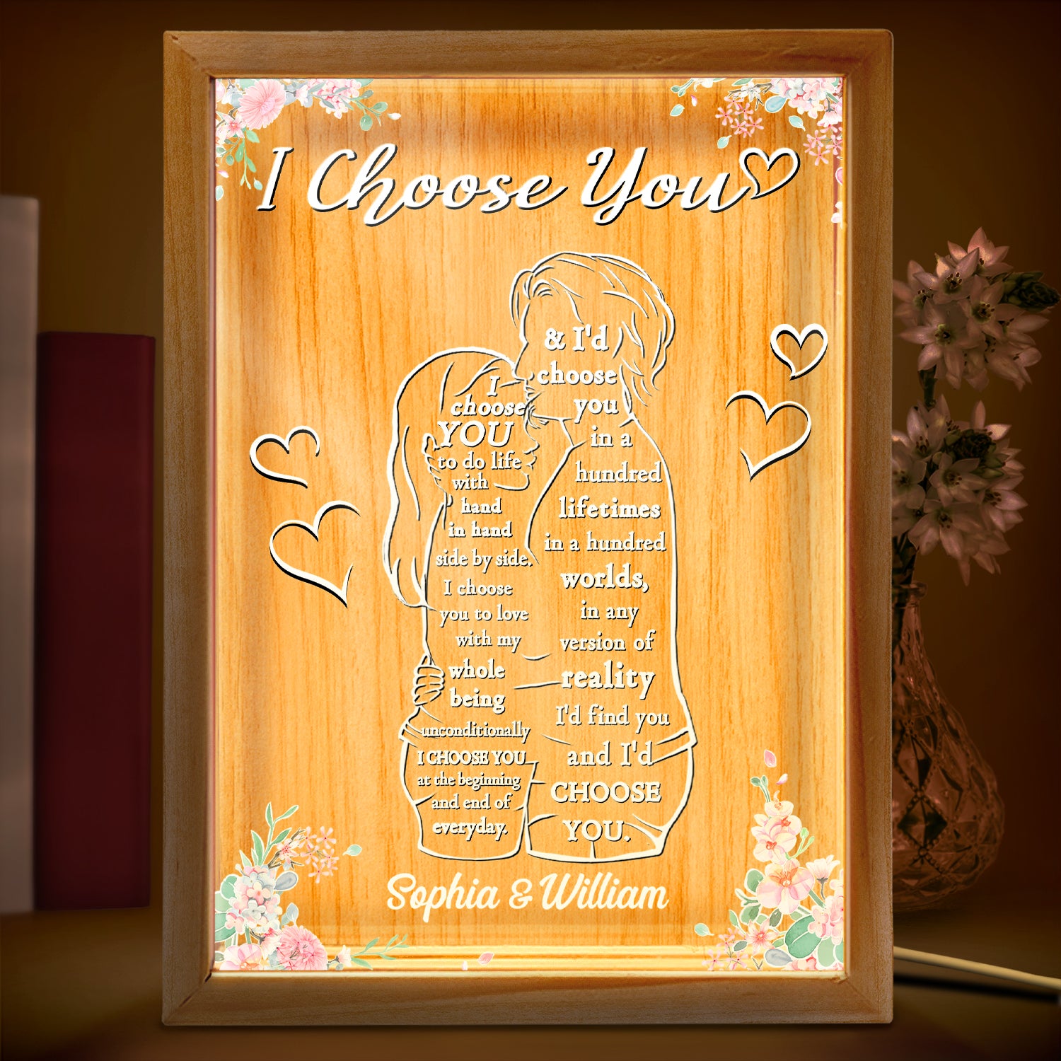 I Choose You - Anniversary Gift For Couples - Personalized Picture Frame Light Box