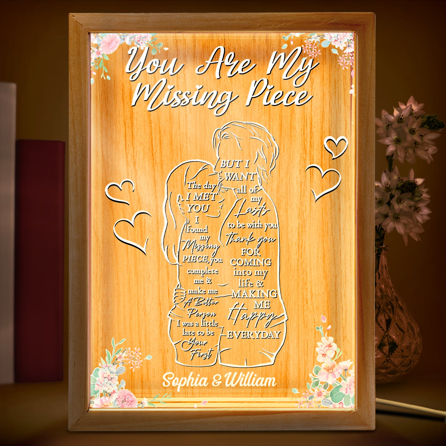 You Are My Missing Piece - Anniversary Gift For Couples - Personalized Picture Frame Light Box