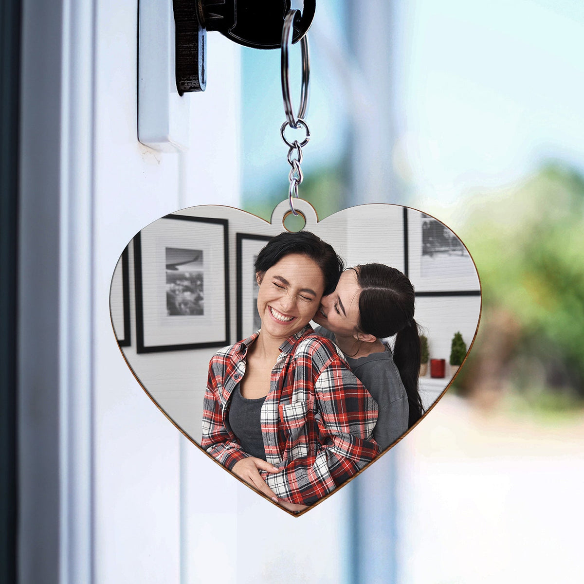 Custom Photo You Are My Missing Piece To My Heart - Anniversary Gift For Couples - Personalized Wooden Keychain