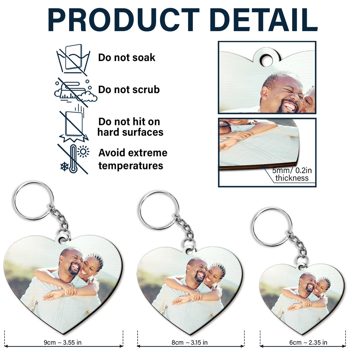 Custom Photo You Are My Missing Piece To My Heart - Anniversary Gift For Couples - Personalized Wooden Keychain