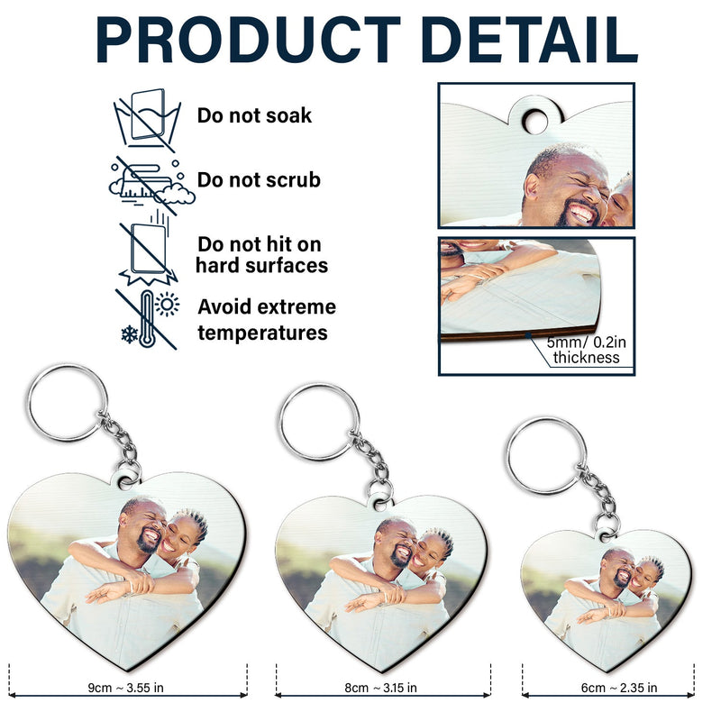 Custom Photo You Are My Missing Piece To My Heart - Anniversary Gift For Couples - Personalized Wooden Keychain