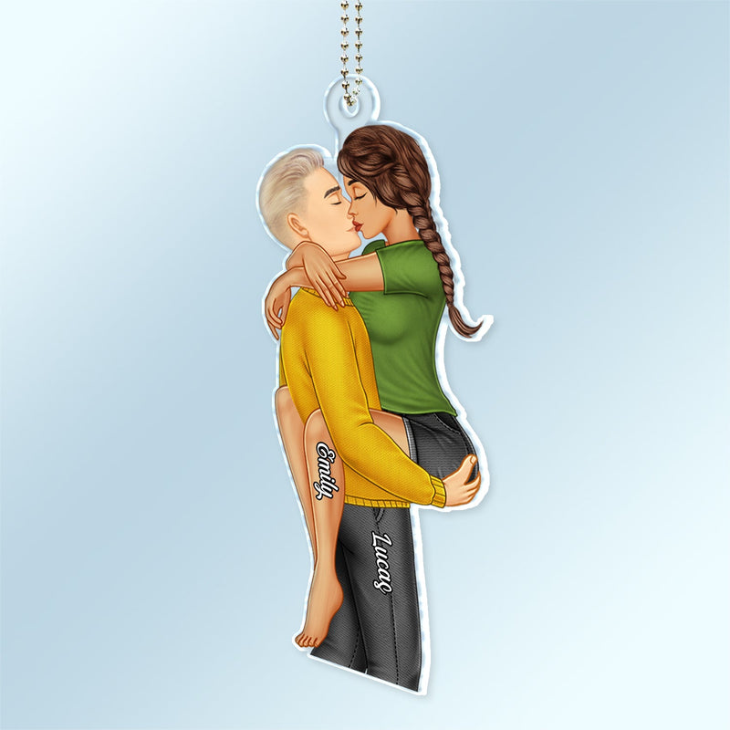 Personalized Acrylic Car Hanger Couple Kissing - Anniversary Gift For Couples - Personalized Car Ornam - Sun-rais Kissing Couple Keychain