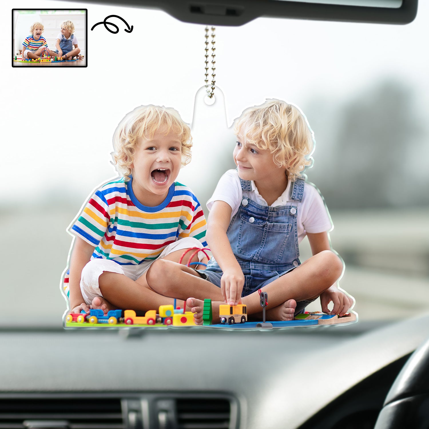 Custom Photo Funny Kids Siblings - Gift For Parents, Grandparents - Personalized Acrylic Car Hanger