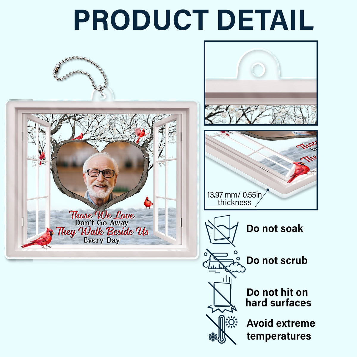 Photo personnalisée « Je suis toujours avec toi » - Cadeau commémoratif pour la famille et les amis - Support de voiture en acrylique personnalisé