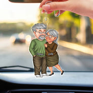 Couple bras dessus bras dessous - Cadeau d'anniversaire pour couples - Cintre de voiture en acrylique personnalisé