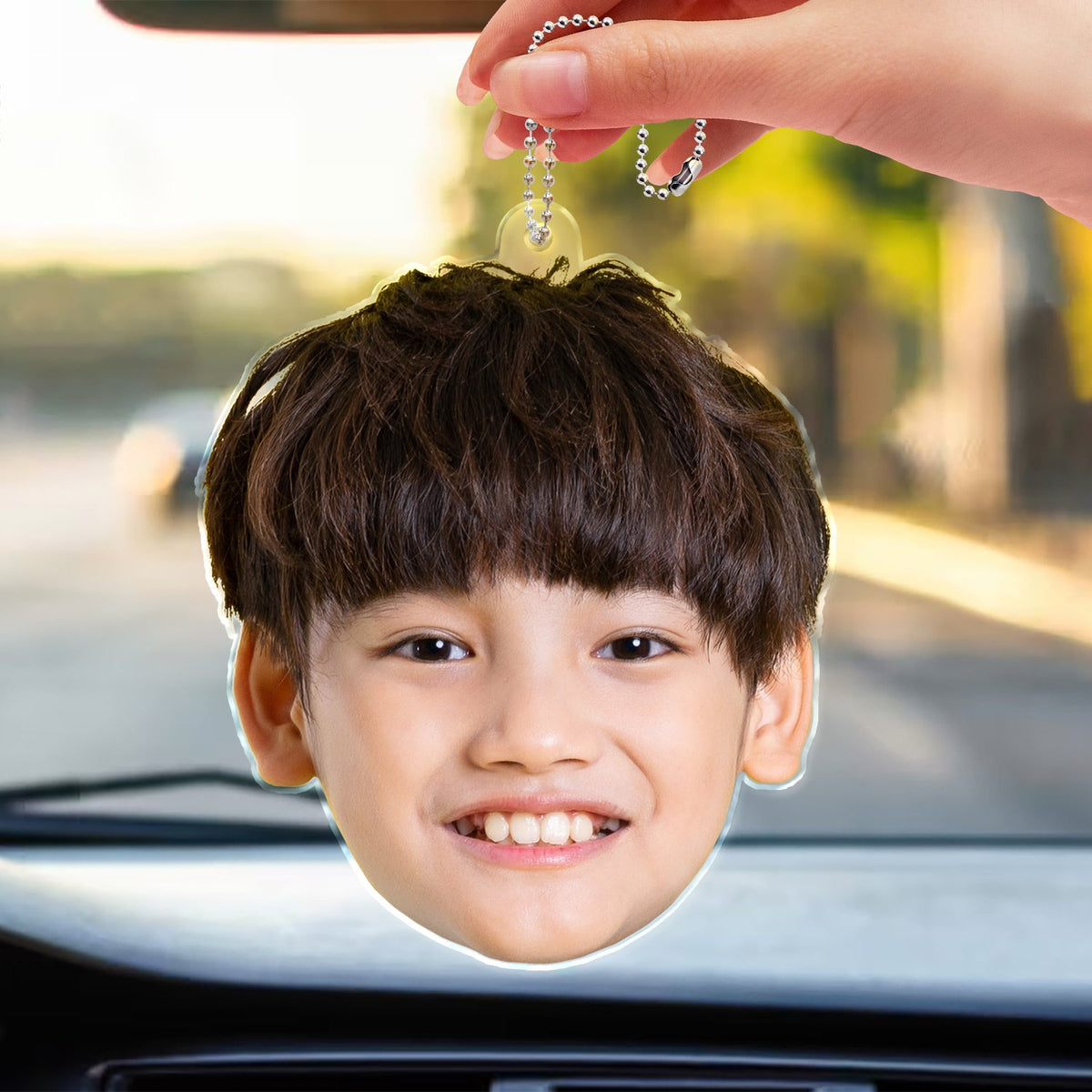 Custom Photo Funny Face Pet Kid Family - Gift For Parents, Grandparents, Pet Lovers - Personalized Acrylic Car Hanger