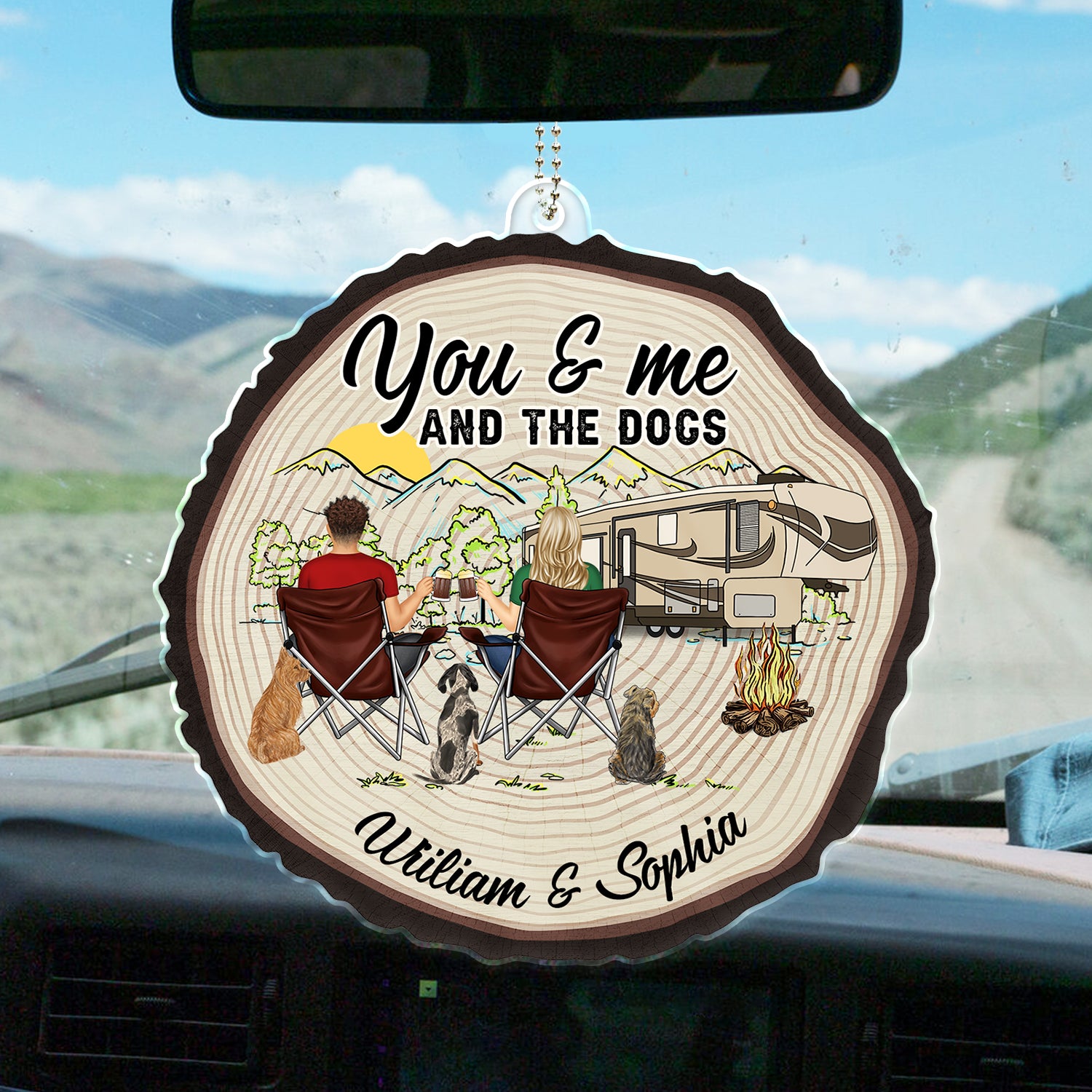 You And Me And The Dogs - Gift For Camping Lovers, Couples - Personalized Acrylic Car Hanger
