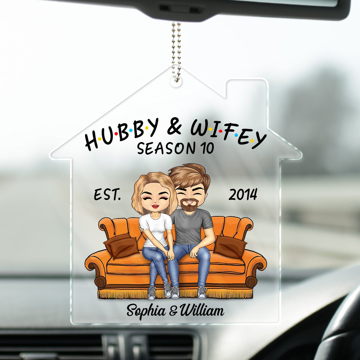 Hubby And Wifey Seasons - Birthday, Anniversary Gift For Spouse, Lover, Husband, Wife, Boyfriend, Girlfriend, Couple - Personalized Acrylic Car Hanger