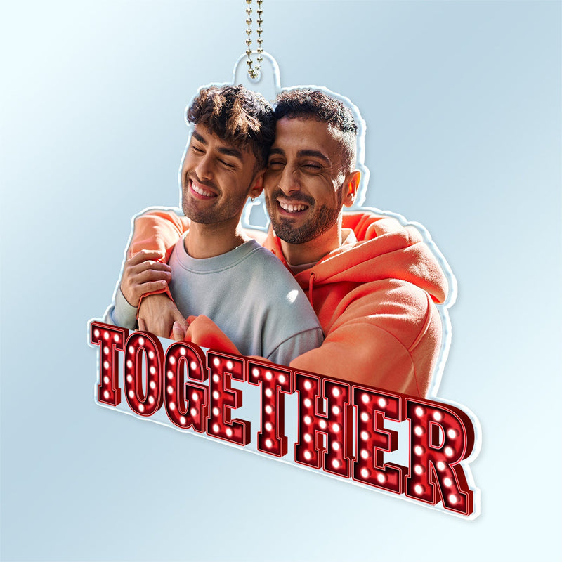 Photo personnalisée pour couples amoureux - Cadeau d'anniversaire pour conjoint, amoureux, famille - Cintre de voiture en acrylique personnalisé