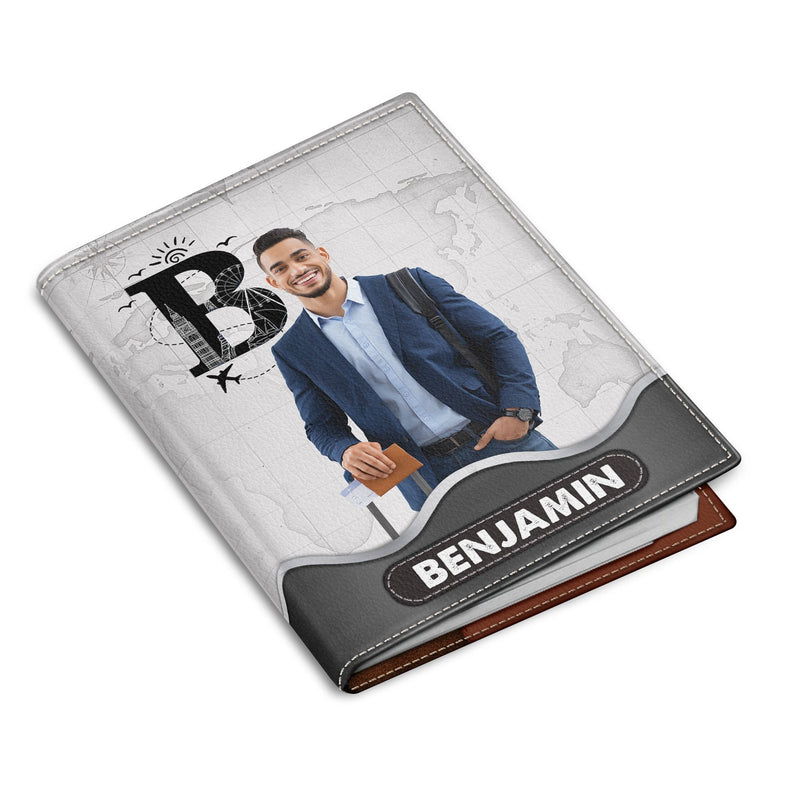 Custom Photo Monogram Traveling - Birthday Gift For Him, Her, Vacation Lovers - Personalized Passport Cover, Passport Holder