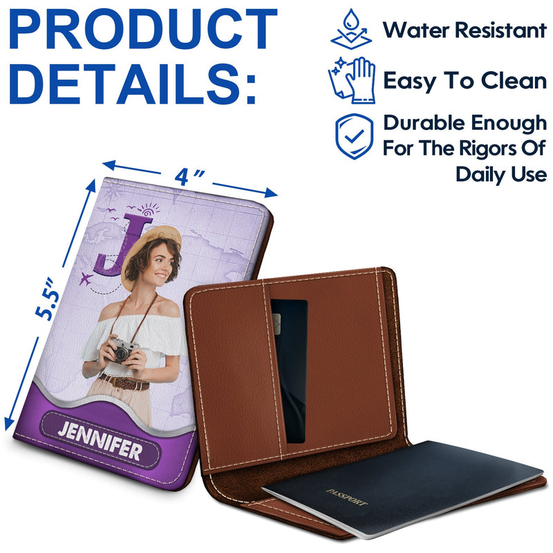 Custom Photo Monogram Traveling - Birthday Gift For Him, Her, Vacation Lovers - Personalized Passport Cover, Passport Holder