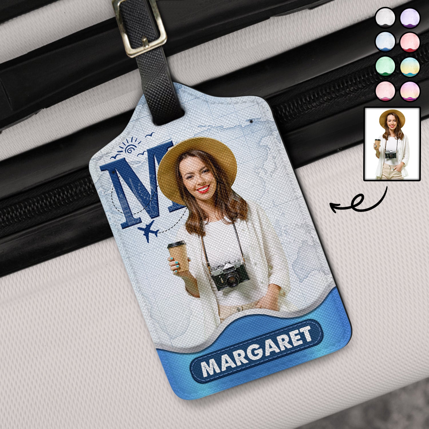 Custom Photo Monogram Traveling - Birthday Gift For Him, Her, Vacation Lovers - Personalized Luggage Tag