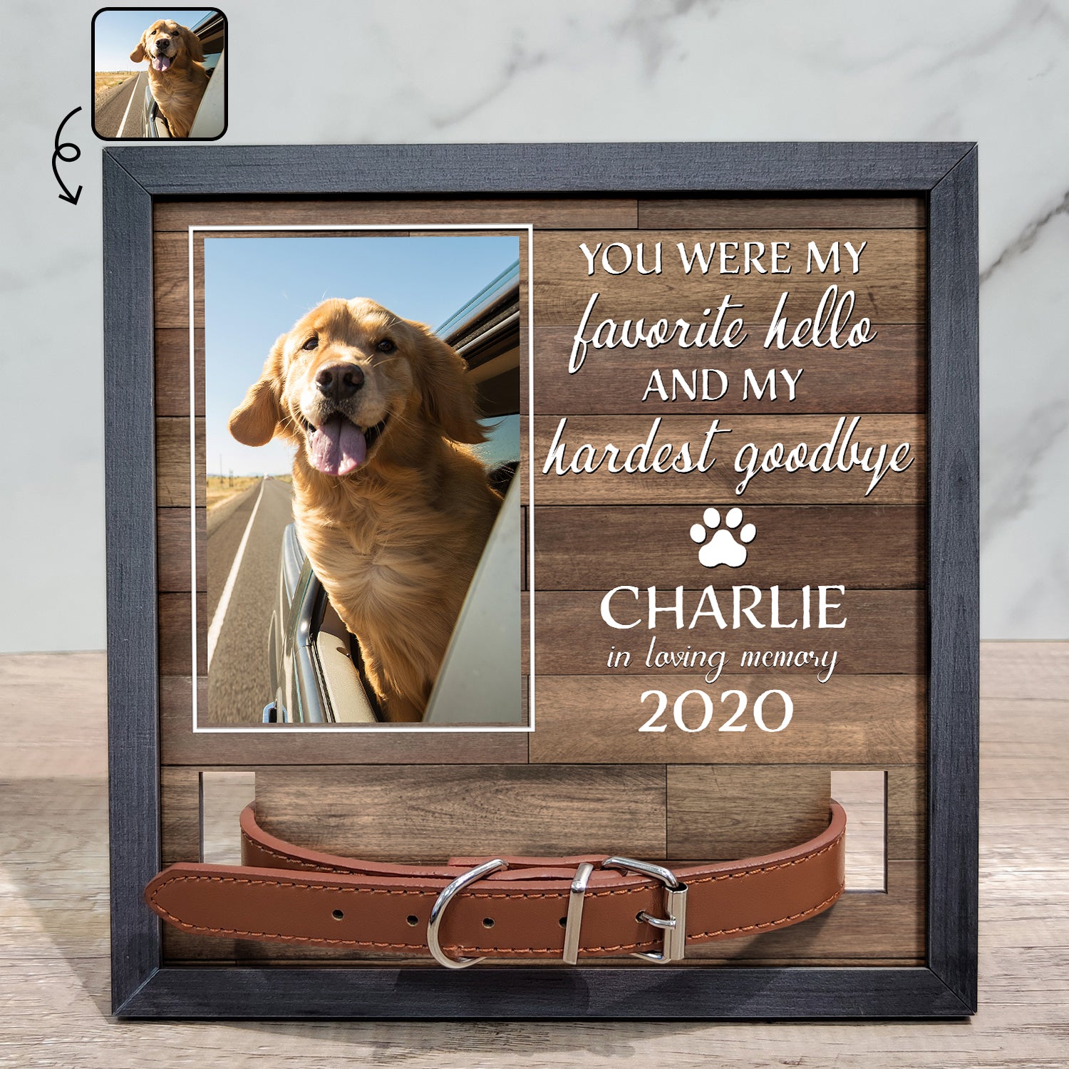Custom Photo My Hardest Goodbye - Memorial, Sympathy Gift For Dog Owners, Cat Lovers - Personalized Pet Loss Sign, Collar Frame