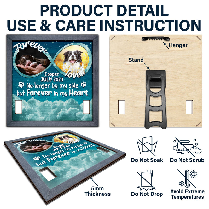 Custom Photo Forever In My Heart - Memorial, Sympathy Gift For Dog Owners, Cat Lovers - Personalized Pet Loss Sign, Collar Frame