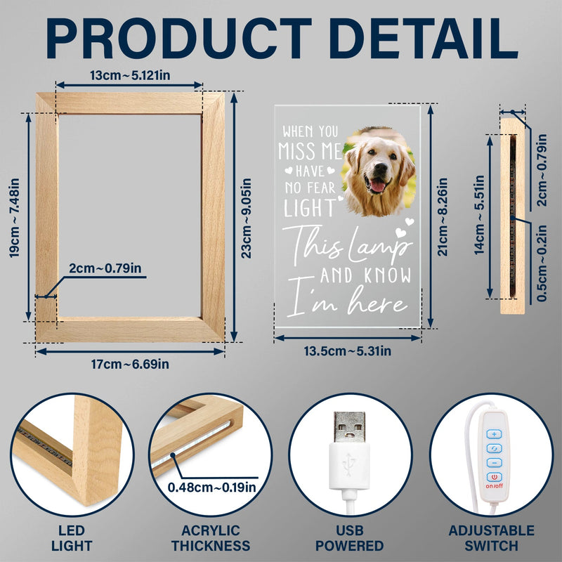 Custom Photo When You Miss Me - Loving, Memorial Gift For Family, Siblings, Friends - Personalized Frame Lamp