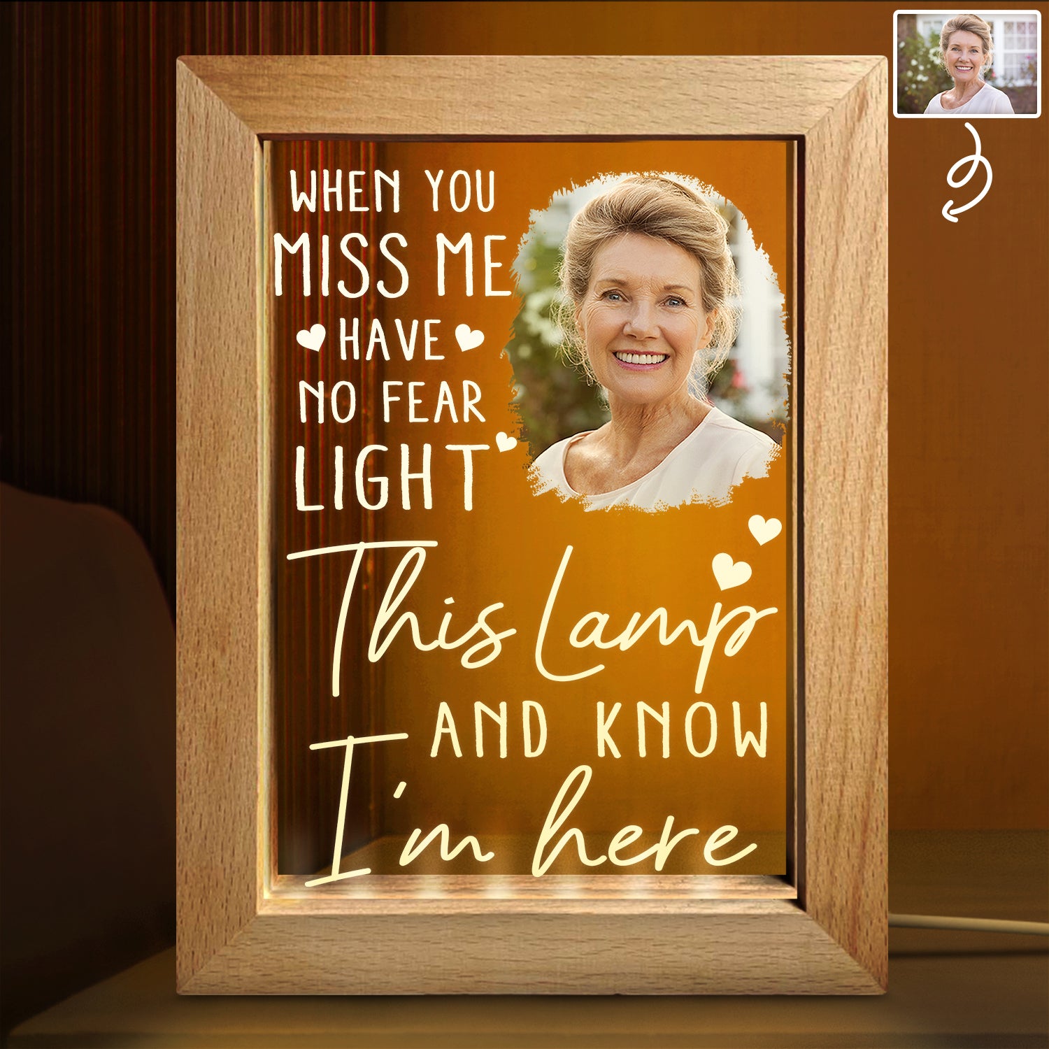 Custom Photo When You Miss Me - Loving, Memorial Gift For Family, Siblings, Friends - Personalized Frame Lamp