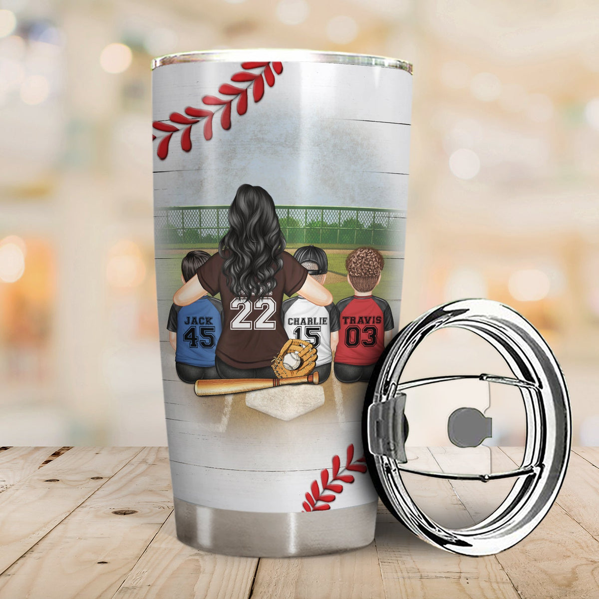 Une maman de baseball derrière chaque joueur de baseball - Cadeau d'anniversaire et d'amour pour une maman de baseball - Gobelet personnalisé