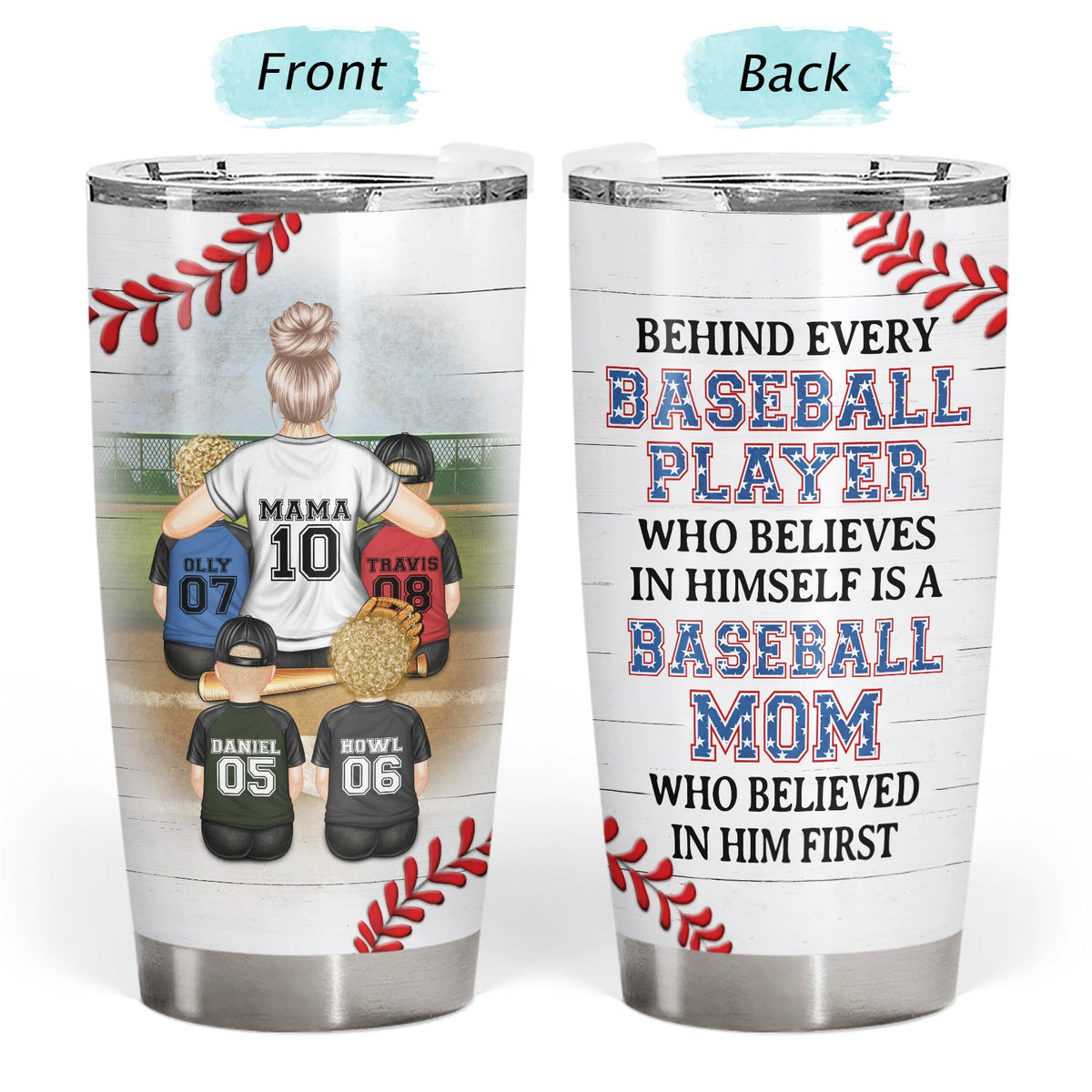 Baseball Mom Behind Every Baseball Player - Birthday, Loving Gift For Baseball Mother - Personalized Tumbler