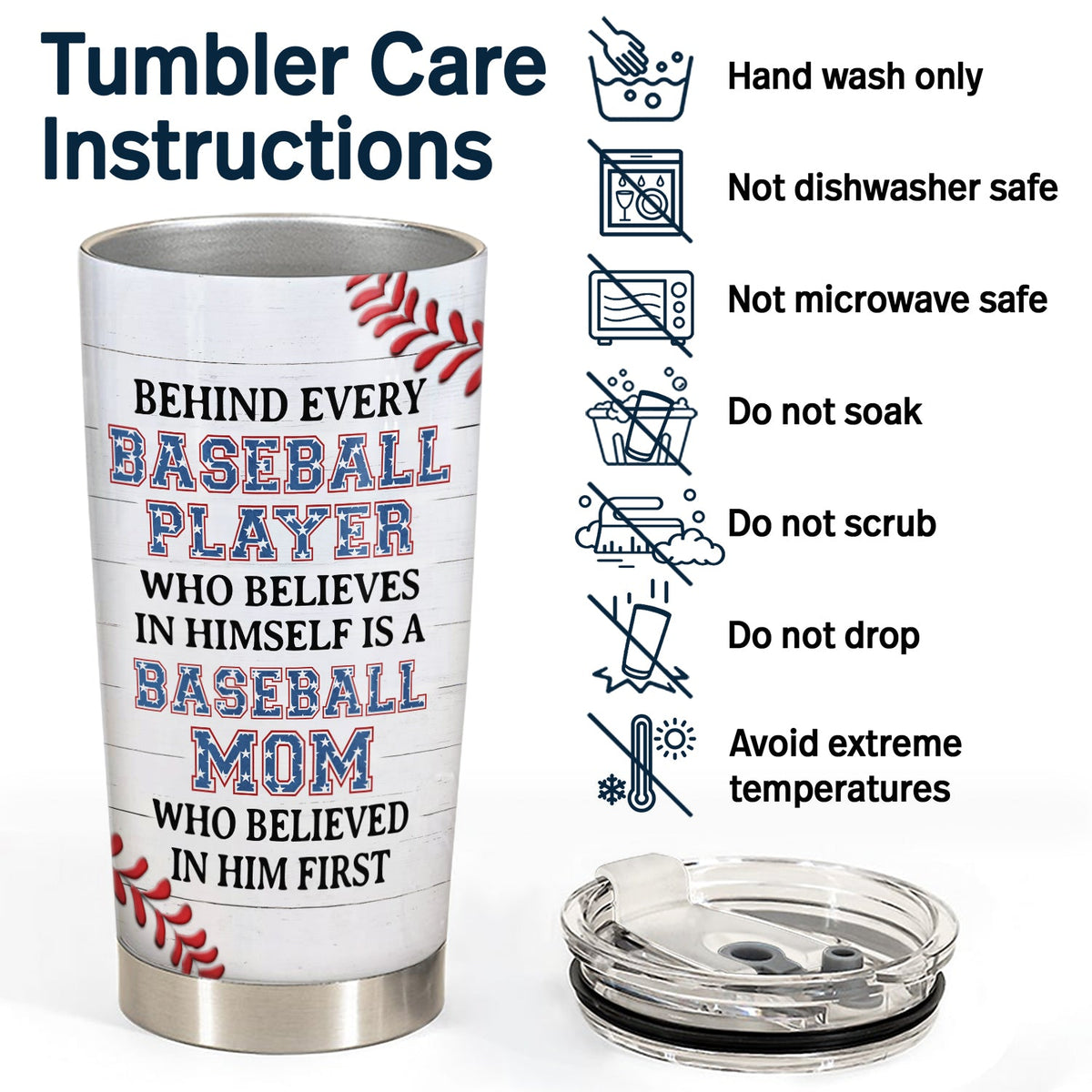 Baseball Mom Behind Every Baseball Player - Birthday, Loving Gift For Baseball Mother - Personalized Tumbler