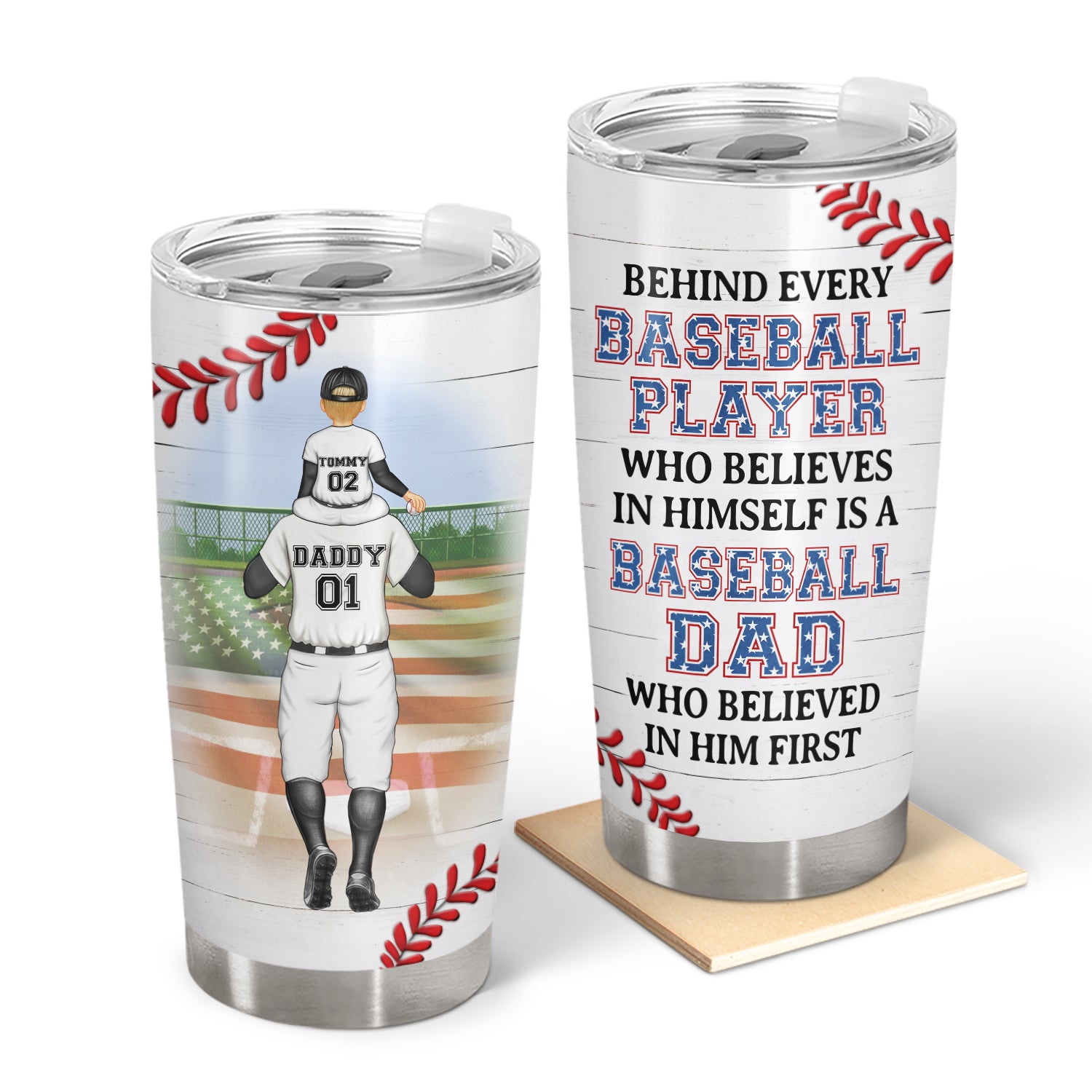 Behind Every Baseball Player - Birthday, Loving Gift For Baseball Dad, Father - Personalized Tumbler