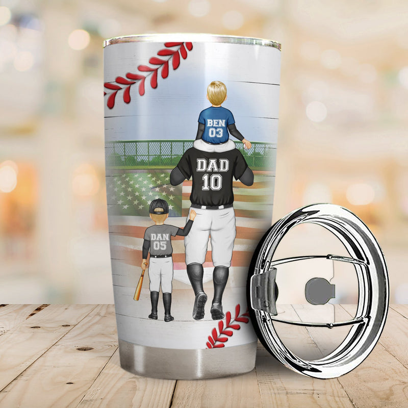 Dear Dad Thank You For Teaching Me - Birthday, Loving Gift For Baseball, Softball Fan, Father - Personalized Tumbler