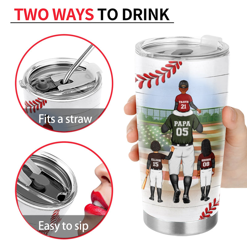 Dear Dad Thank You For Teaching Me - Birthday, Loving Gift For Baseball, Softball Fan, Father - Personalized Tumbler