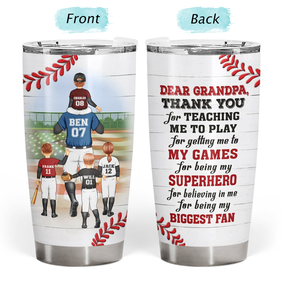 Dear Dad Thank You For Teaching Me - Birthday, Loving Gift For Baseball, Softball Fan, Father - Personalized Tumbler