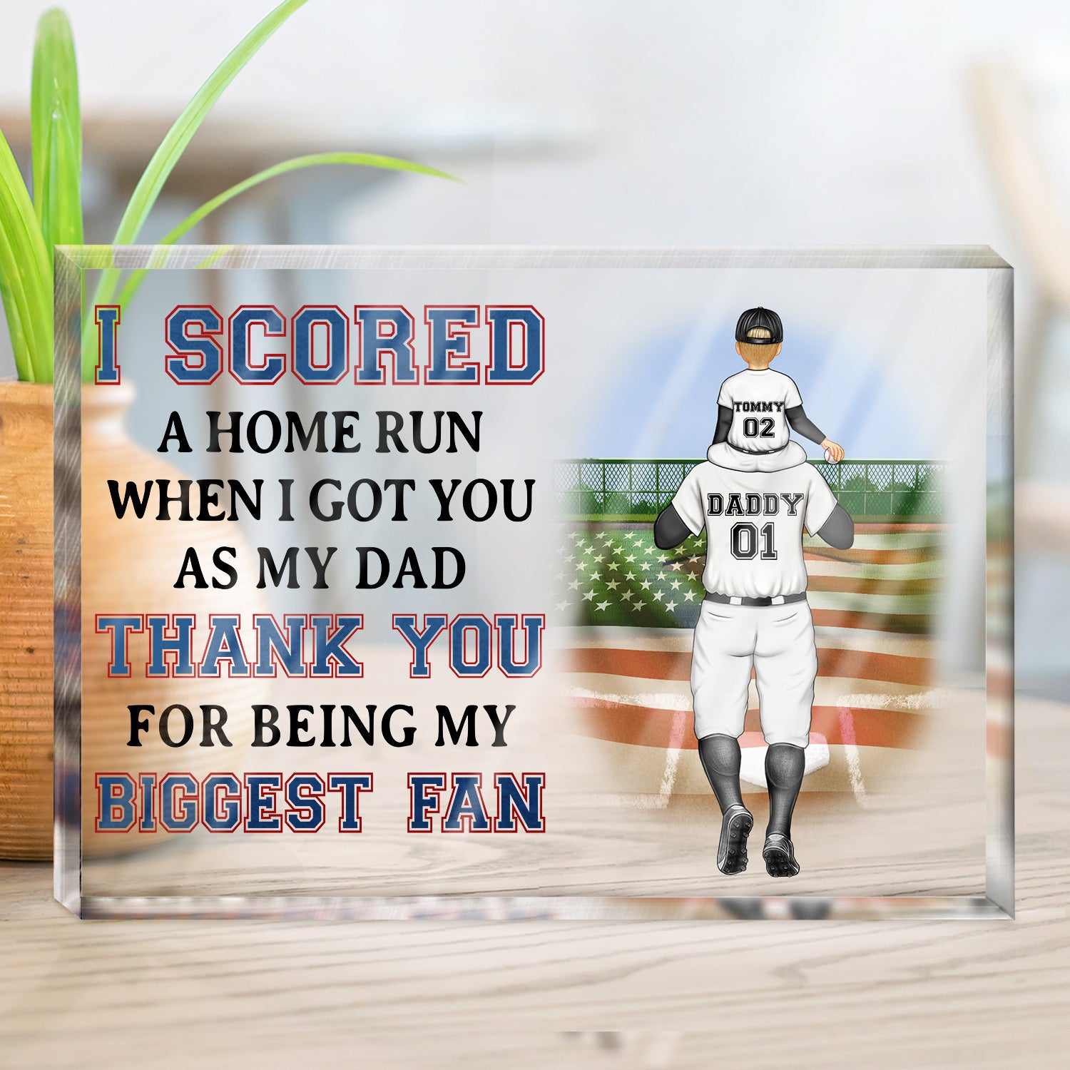 I Scored A Home Run - Birthday, Loving Gift For Baseball Dad - Personalized Rectangle Shaped Acrylic Plaque