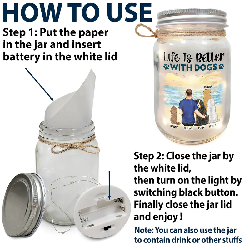 In My Darkest Hour I Found Your Paw - Gift For Dog Lovers, Dog Mom - Personalized Mason Jar Light