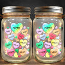 Grandma's Sweethearts Heart By Heart - Gift For Nana, Mom, Mama - Personalized Mason Jar Light