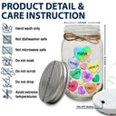 Grandma's Sweethearts Heart By Heart - Gift For Nana, Mom, Mama - Personalized Mason Jar Light