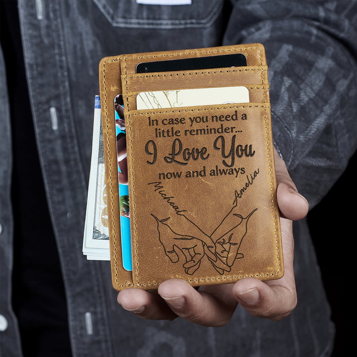 Au cas où vous auriez besoin d'un petit rappel - Cadeau pour couples, mari, femme - Porte-cartes personnalisé