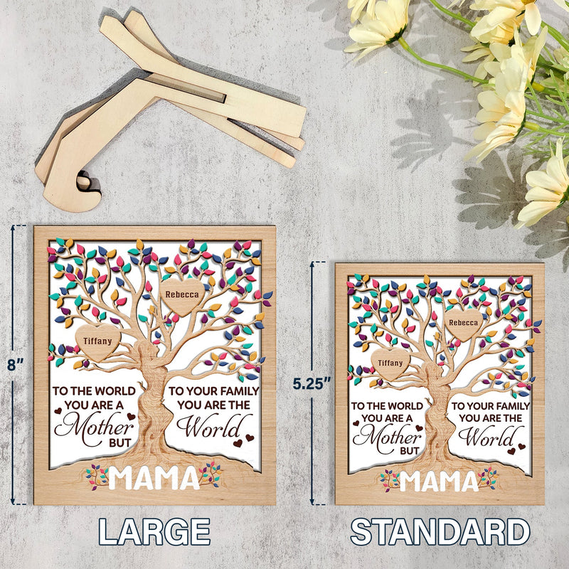 Heart Tree Mom - Birthday, Loving Gift For Mother, Grandma, Auntie - Personalized 2-Layered Wooden Plaque With Stand
