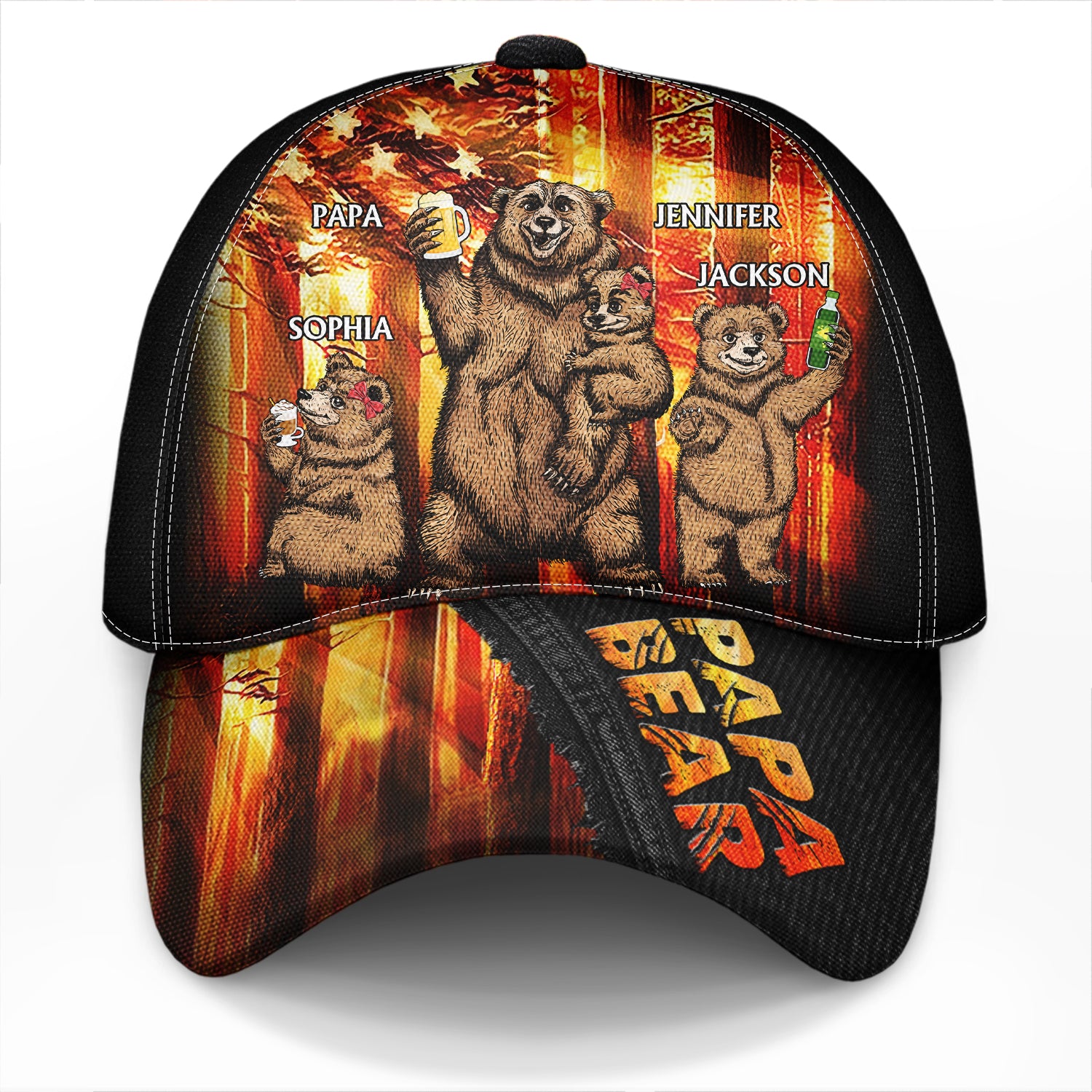 Papa Bear - Birthday, Loving Gift For Dad, Father, Papa, Grandpa, Grandfather - Personalized Classic Cap