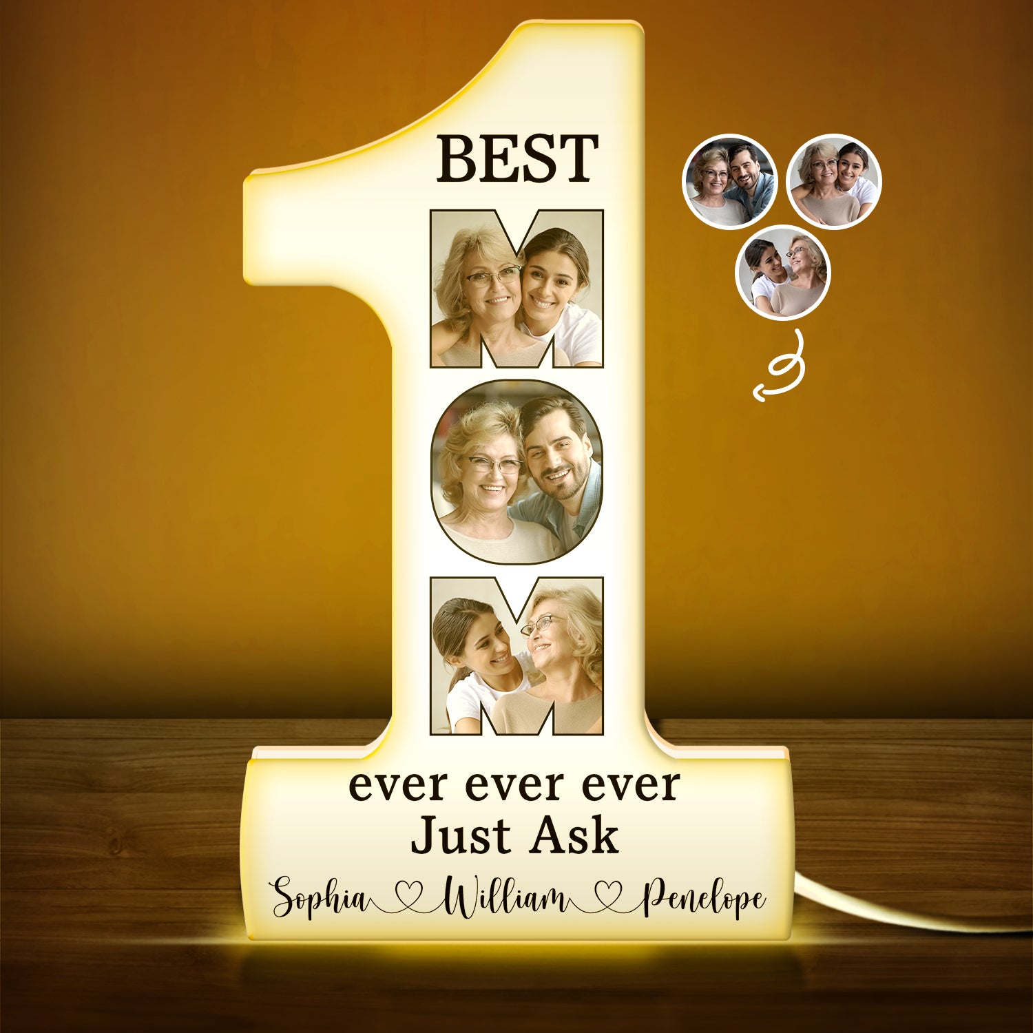 Custom Photo Best Mom Ever Just Ask - Gift For Mothers - Personalized Custom Shaped Photo Light Box