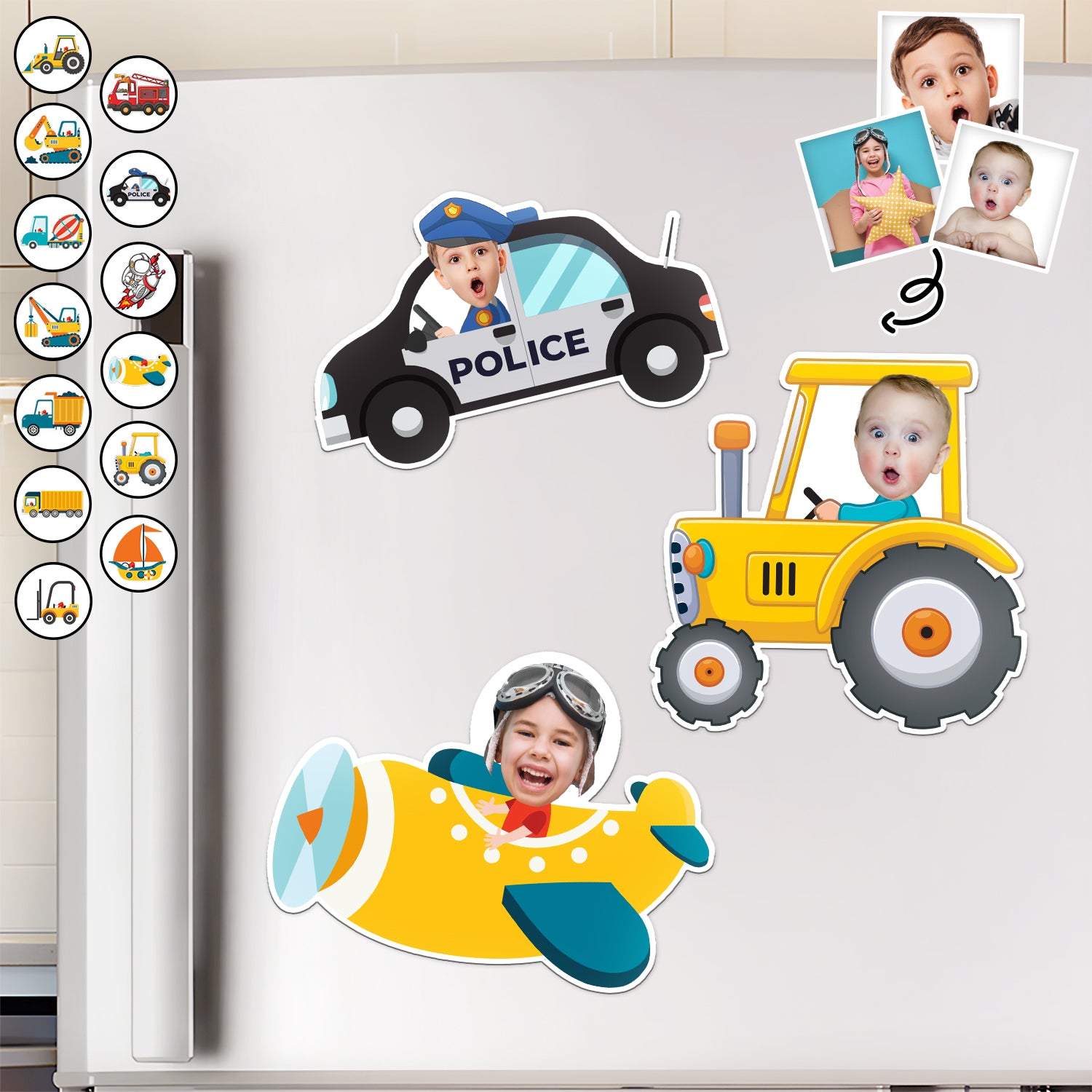 Custom Photo Funny Kid Vehicle - Gift For Children, Grandkids, Parents, Grandparents - Personalized Magnet