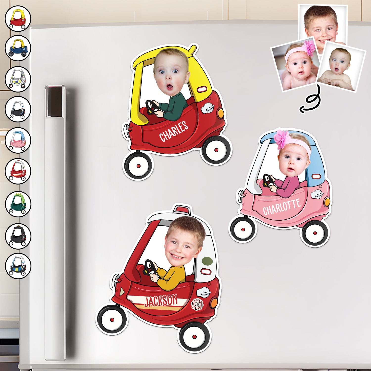 Custom Photo Funny Kid Driver - Gift For Children, Grandkids, Parents, Grandparents - Personalized Magnet
