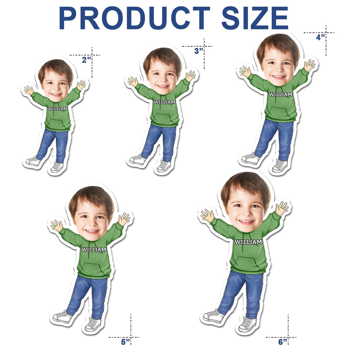 Photo personnalisée avec visage drôle et enfant heureux - Cadeau pour petits-enfants, frères et sœurs - Aimant personnalisé