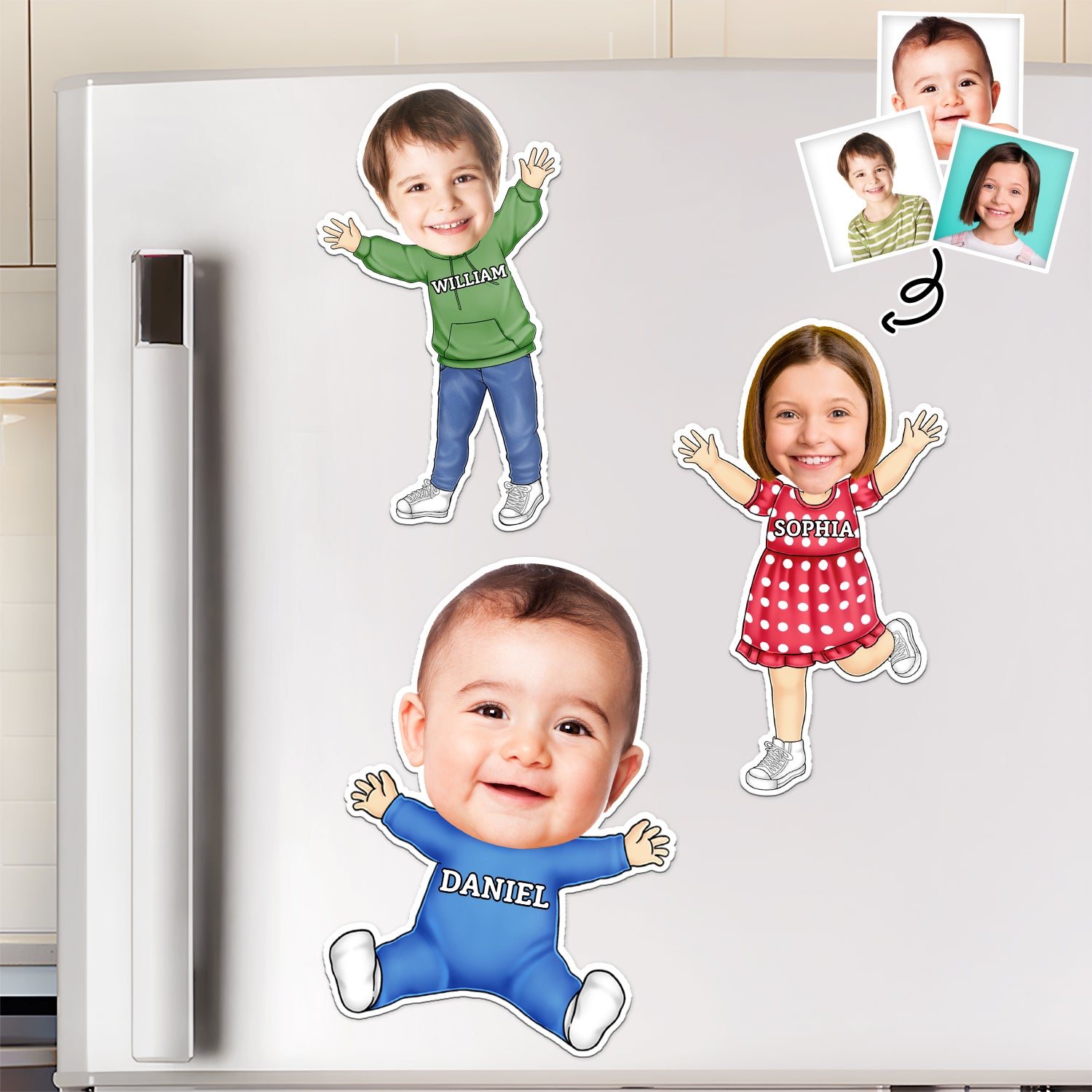 Custom Photo Funny Face Happy Kid - Gift For Grandkids, Siblings - Personalized Magnet
