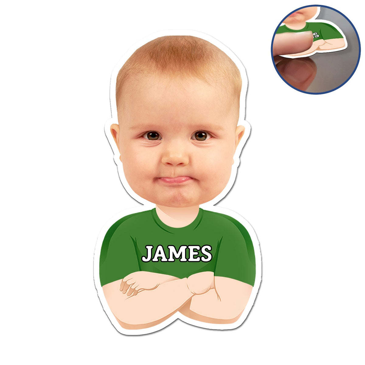 Custom Photo Funny Face Flat Art Family - Gift For Kids, Parents, Siblings - Personalized Magnet